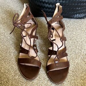 Dark brown wide heel